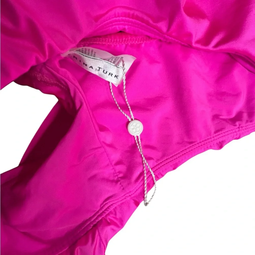 TRINA TURK pink Monaco Off-The-Shoulder Ruffle Bandeau Bikini Swim Top sz 6 NWOT - Picture 9 of 10